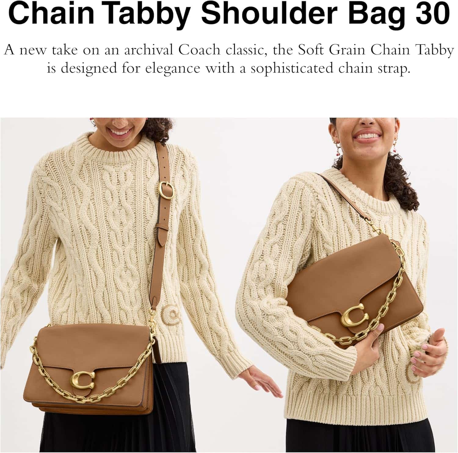 Coach Chain Tabby Shoulder Bag 30 B4honey Brown 2