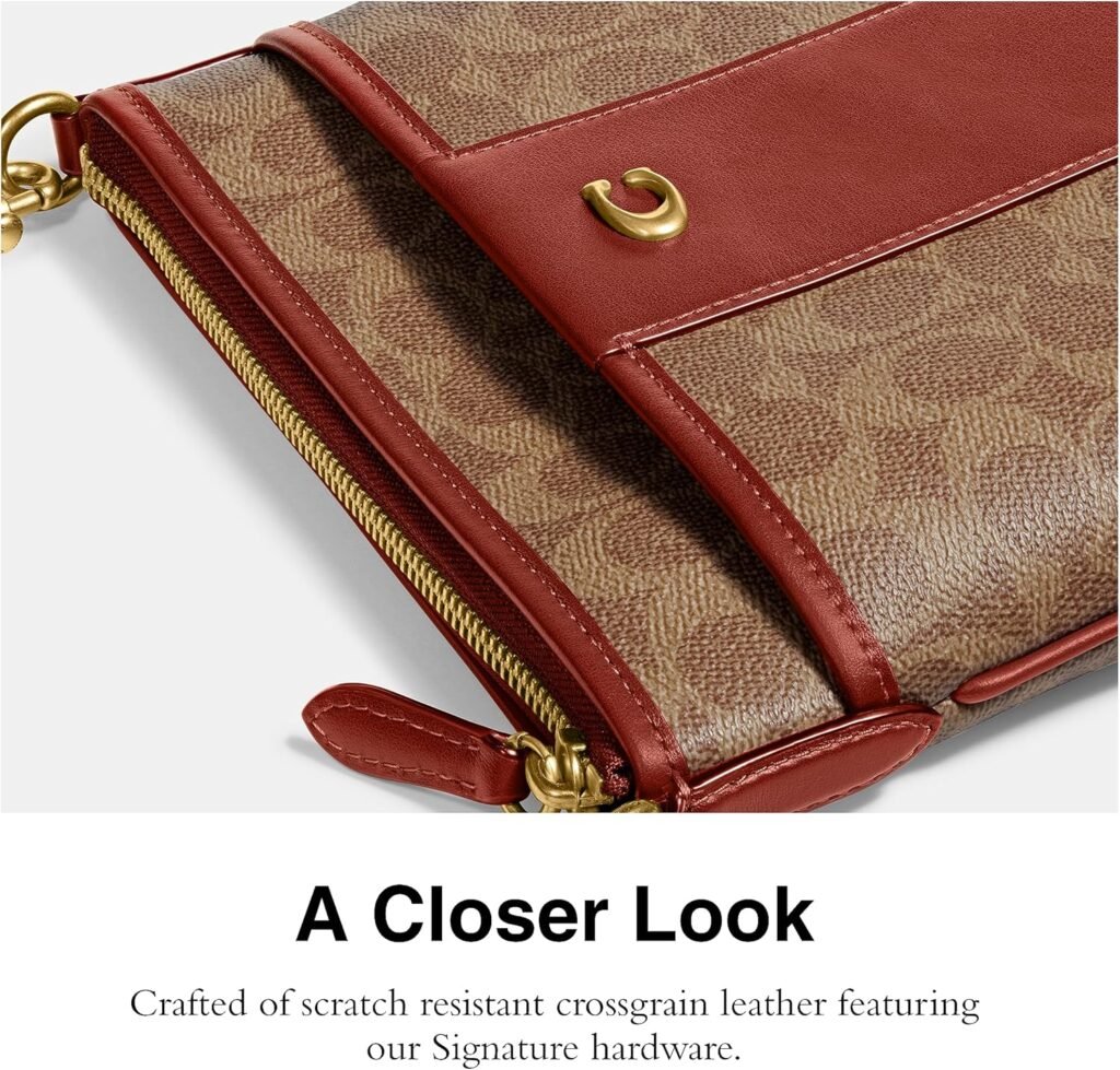 COACH Color-block Coated Canvas Signature Kitt, Tan Rust, One Size