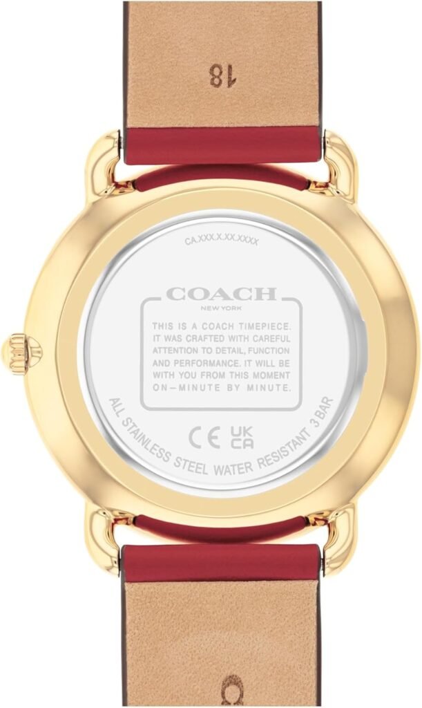 Coach Elliot Womens 2H Quartz Watch - Calfskin Leather Strap - Sparkling Crystal Accents - Premium Fashion, Everyday Wear - Gift for Her - 36mm