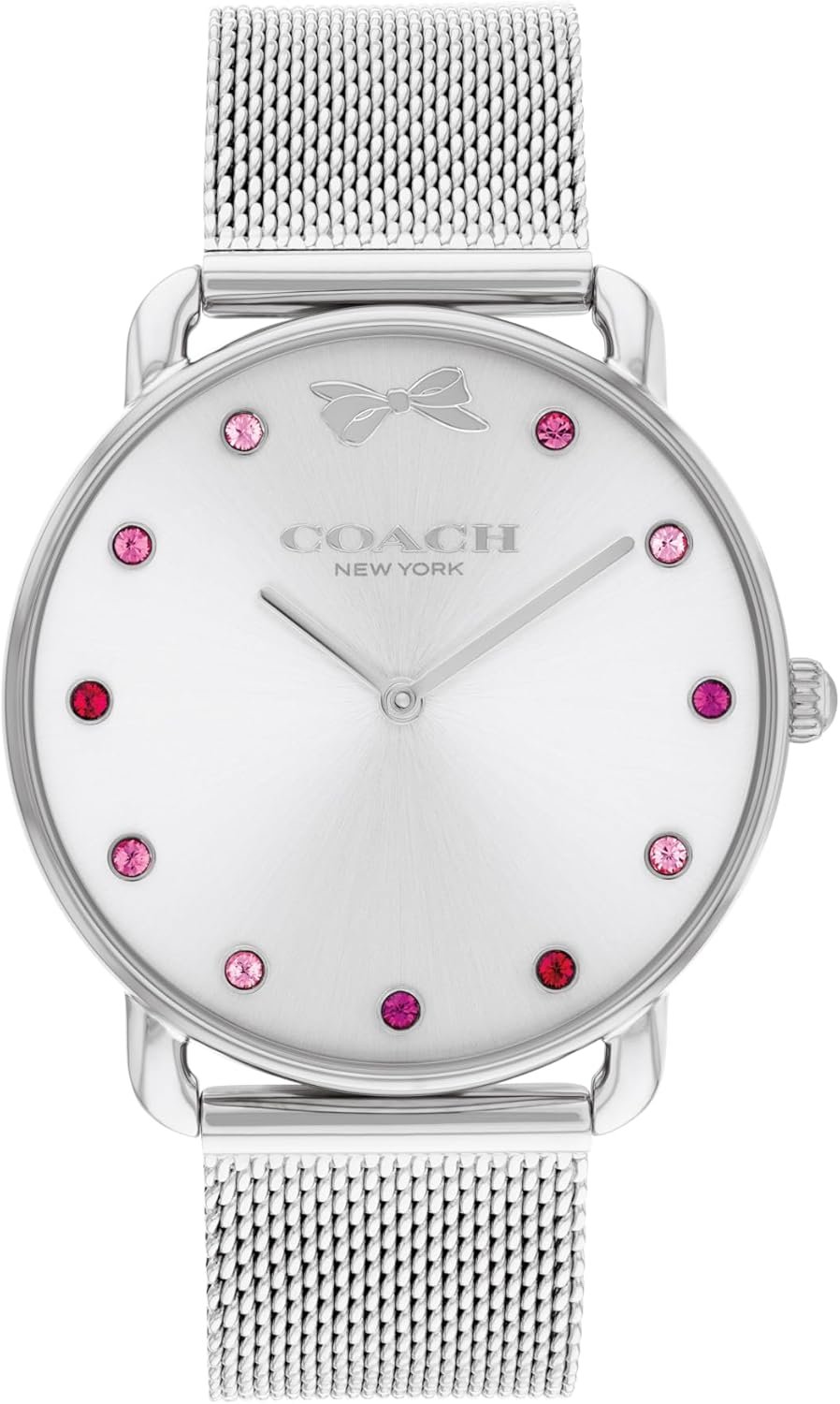 Coach Elliot Womens Gift Set Montre à quartz de 36 mm avec bracelet en maille en acier inoxydable comprend un bracelet en chaîne avec un cadeau d’arc pour 1