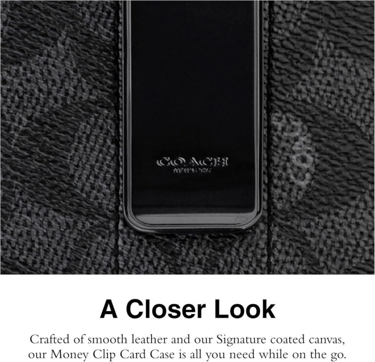 Coach Mens Money Clip Card Case in Signature, Charcoal Review