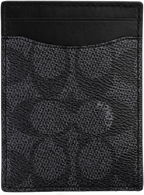 Coach Mens Money Clip Card Case in Signature, Charcoal