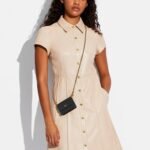 Coach Womens Polished Pebbled Leather Half Flap Card Case Black One Size 1 150x150