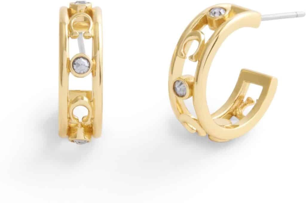 COACH Womens Signature C Open Hoop Earrings