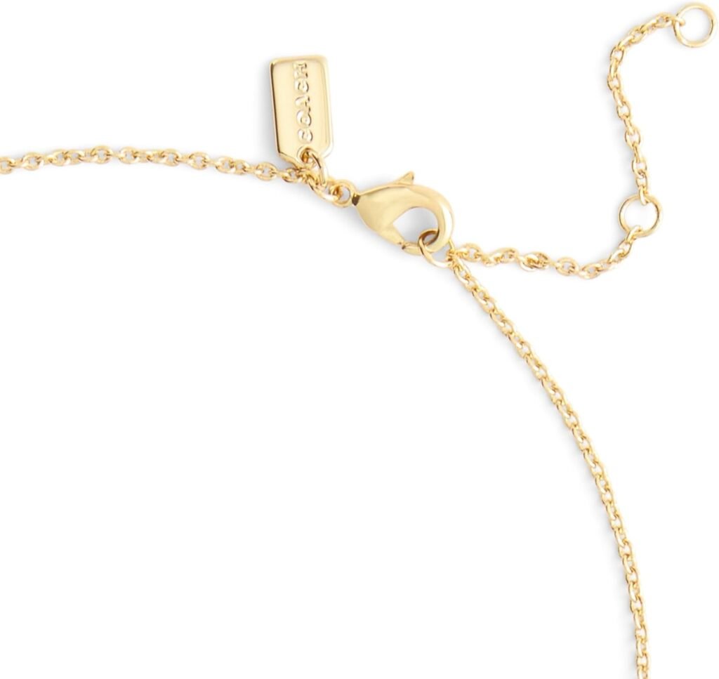 COACH Womens Signature C Pavé Heart Pendant Necklace