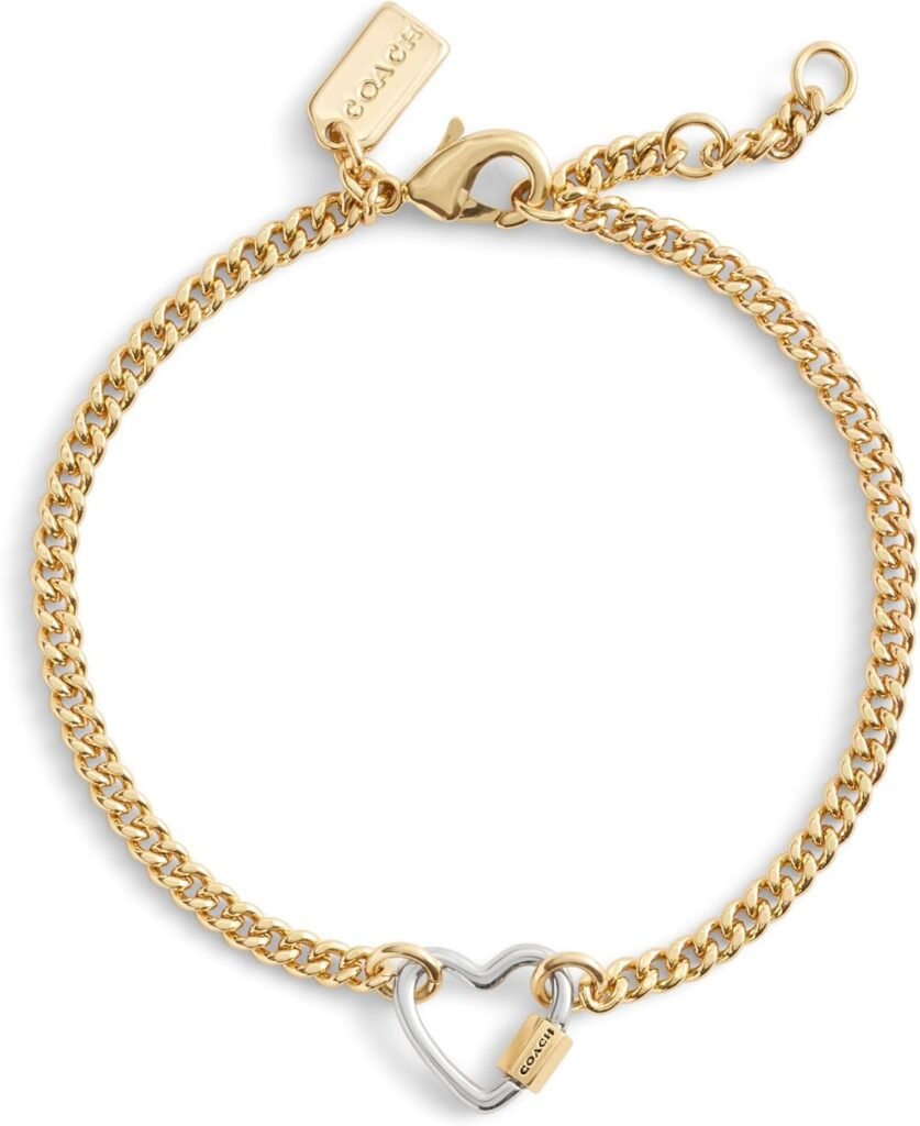 COACH Womens Signature Carabiner Heart Link Bracelet