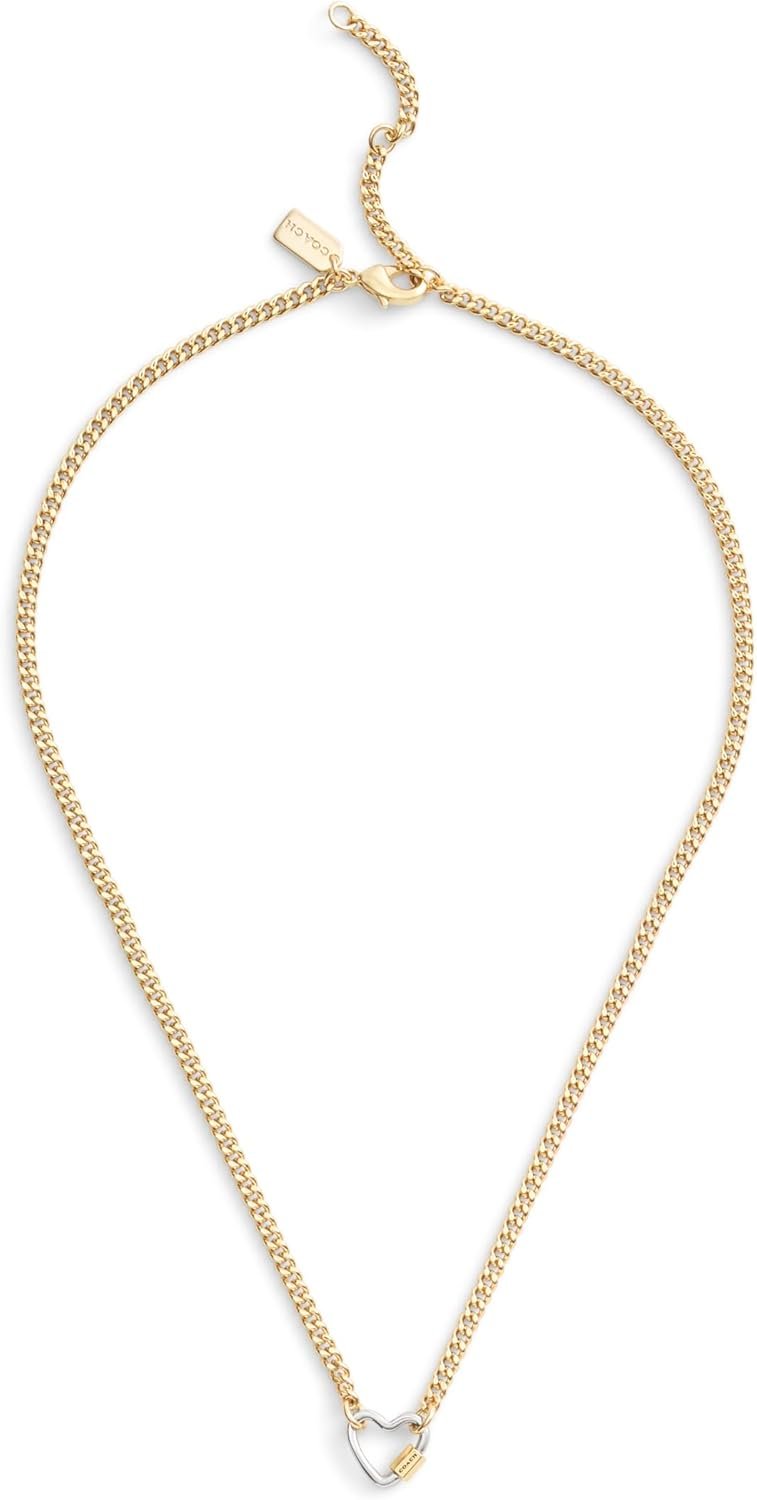 Coach Womens Signature Carabiner Heart Pendant Necklace