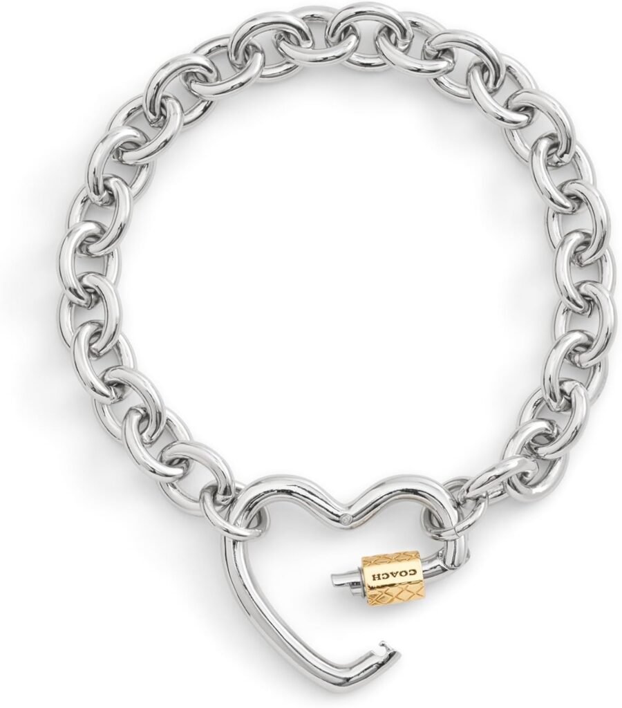 COACH Womens Signature Carabiner Heart Statement Bracelet
