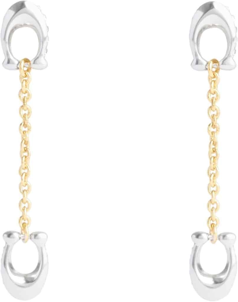 COACH Womens Signature Pavé C Linear Earrings