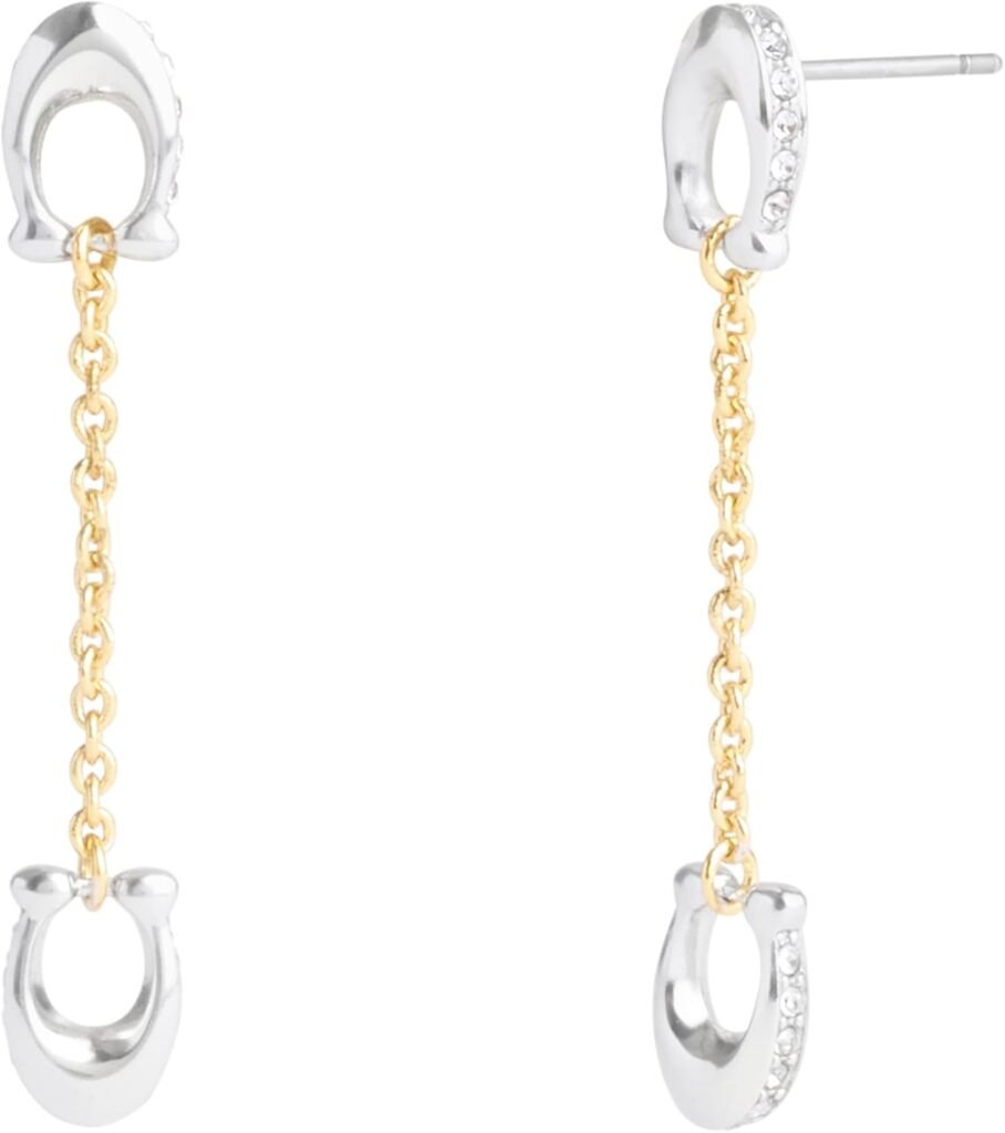 COACH Womens Signature Pavé C Linear Earrings