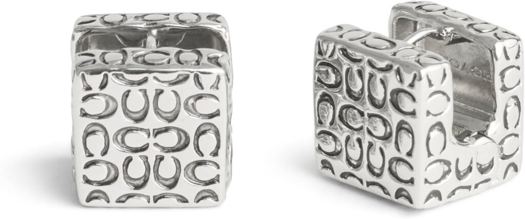 COACH Womens Signature Quilted Cube Huggie Earrings COACH Womens Signature Quilted Cube Huggie Earrings