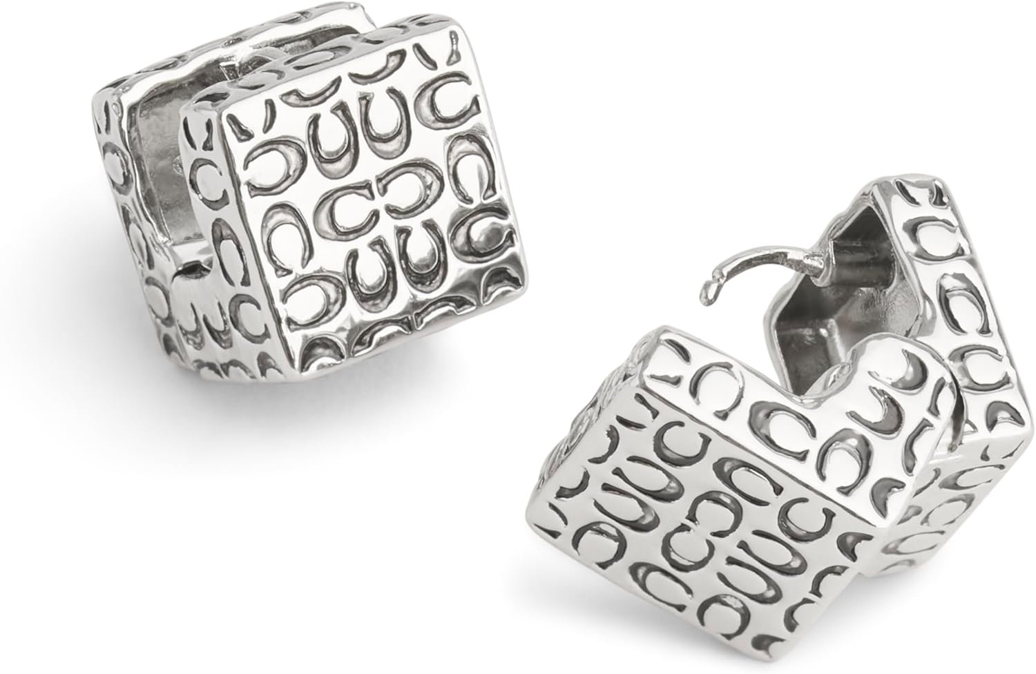 Coach Womens Signature Quilted Cube Huggie Earrings 2