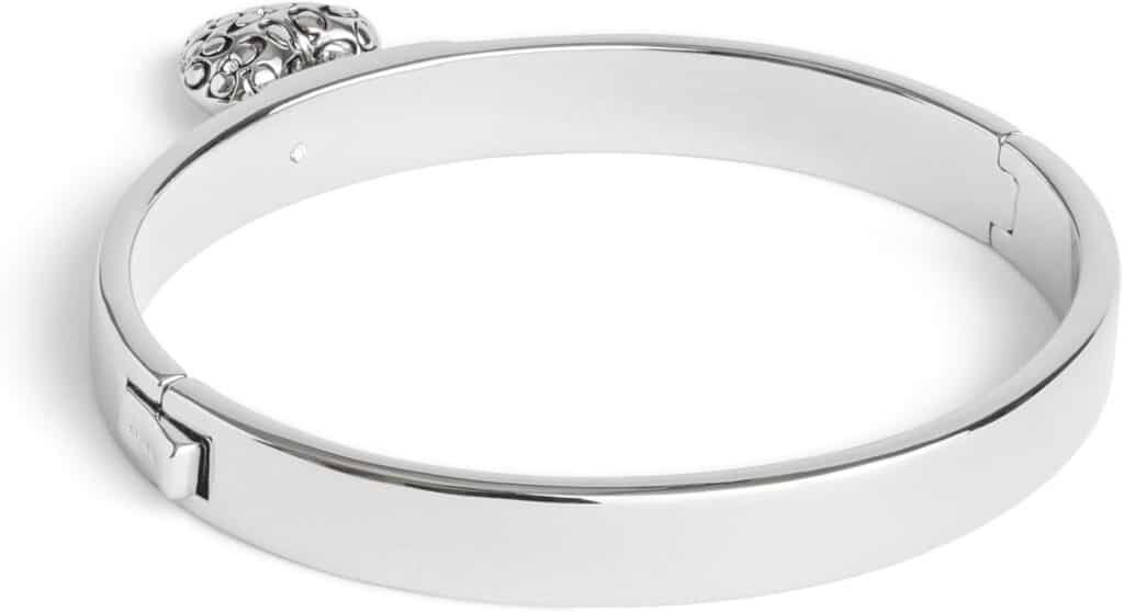 COACH Womens Signature Quilted Heart Charm Bangle Bracelet