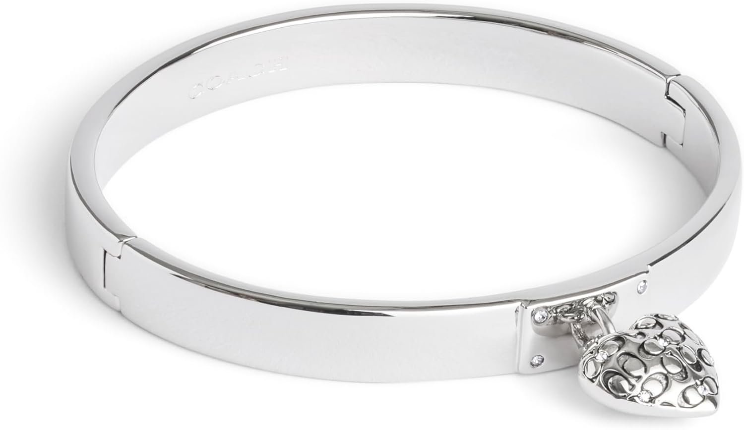 Coach Womens Signature Quilted Heart Charm Bangle Bracelet