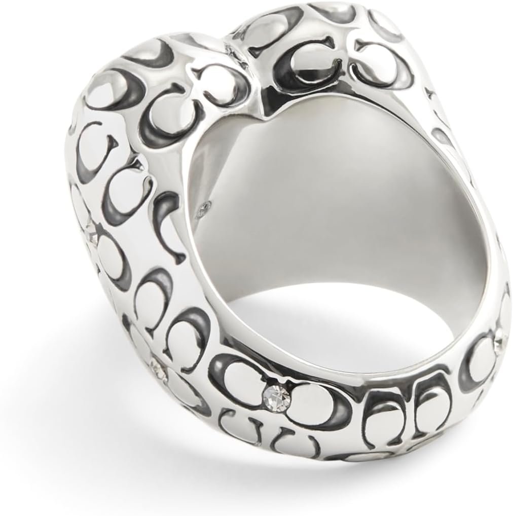 COACH Womens Signature Quilted Heart Cocktail Ring