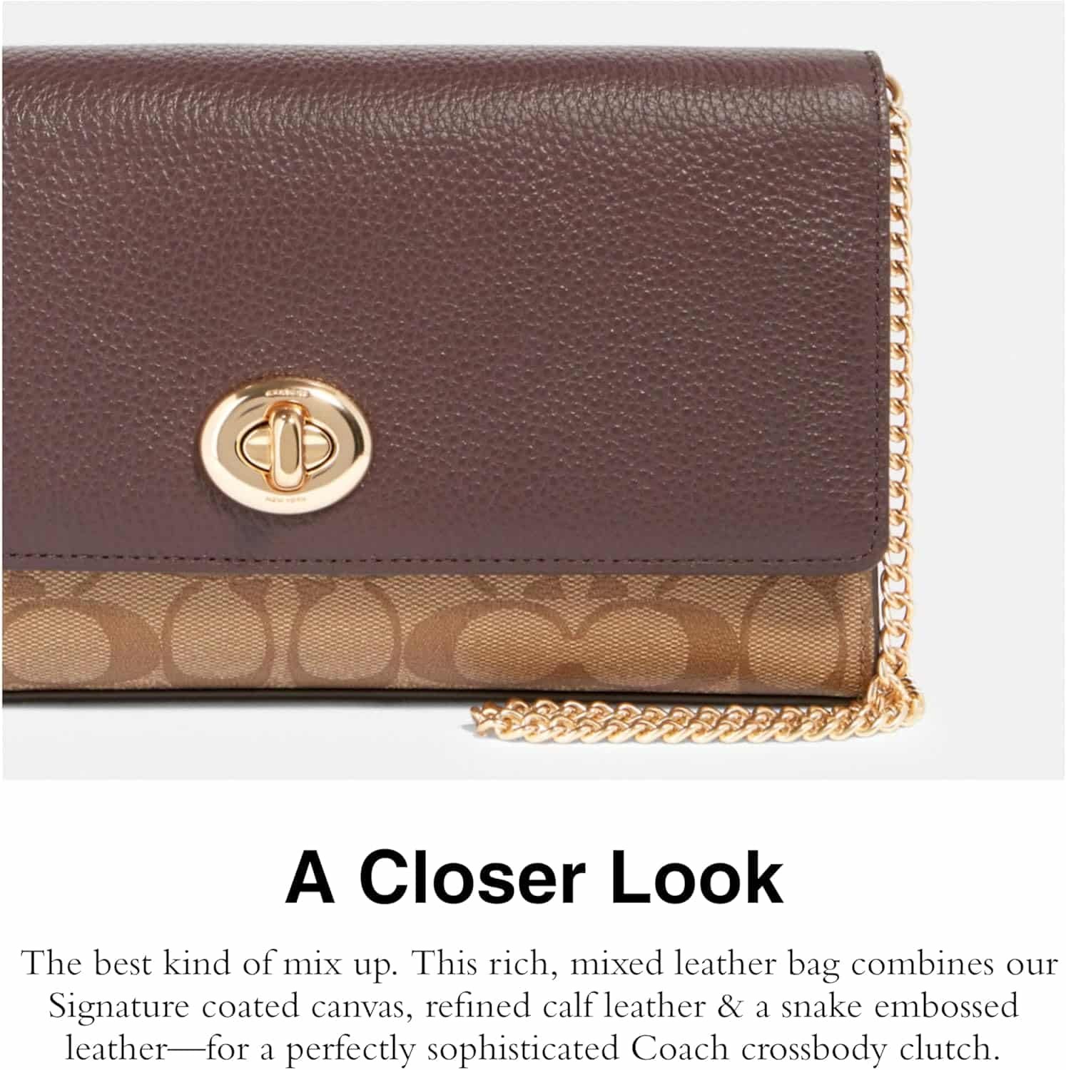 Coach Womens Signature Snake Mix Bowery Clutch 2