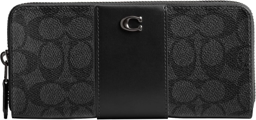 COACH Womens Slim Accordion Zip, V5/Charcoal Black