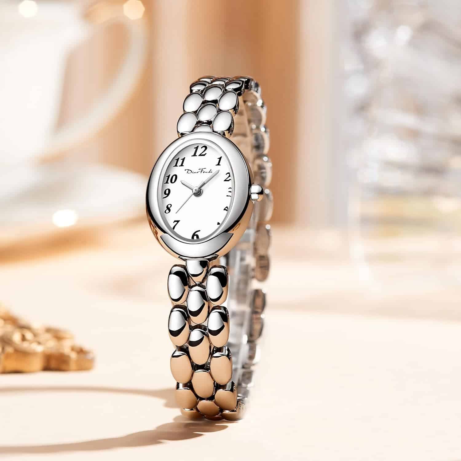 Diaofendi Womens Gold Quartz Watch Updated Small Luxury Wristwatch With Stainless Steel Band Stylish Casual Bracelet And 1