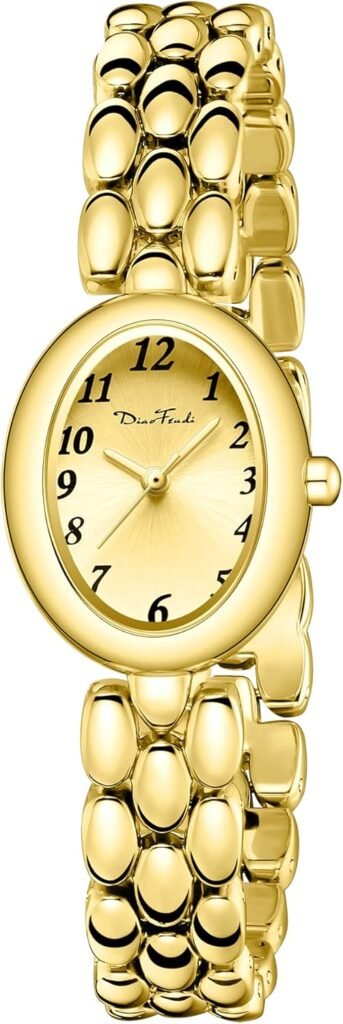 Diaofendi Women’s Gold Quartz Watch Updated Small Luxury Wristwatch with Stainless Steel Band, Stylish Casual Bracelet, and Included Tools