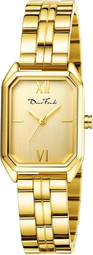 Diaofendi Womens Petite Gold Watch,Dress Analog Waterproof, Stainless Steel Bracelet Watches for Women