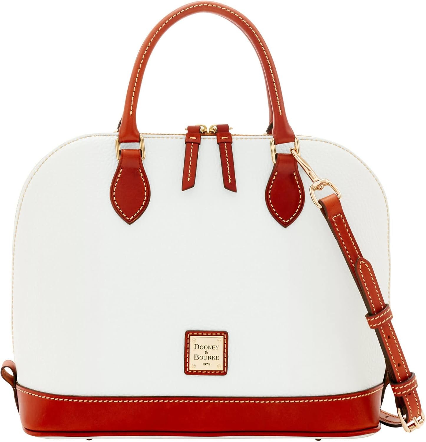 Dooney Bourke Womens Zip Zip Satchel In Pebble Grain Leather Large Handbag With Adjustable Detachable Shoulder Strap 1