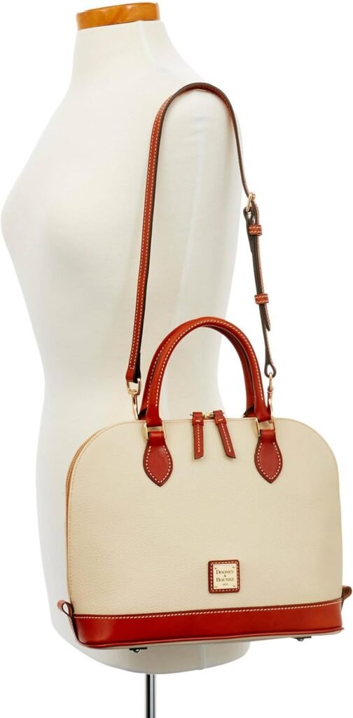 Dooney  Bourke Womens Zip Zip Satchel in Pebble Grain Leather, Large Handbag with Adjustable  Detachable Shoulder Strap