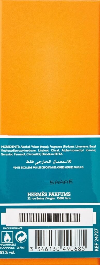 Eau dOrange Verte by Hermes for Men 3.3 oz Eau de Cologne Spray