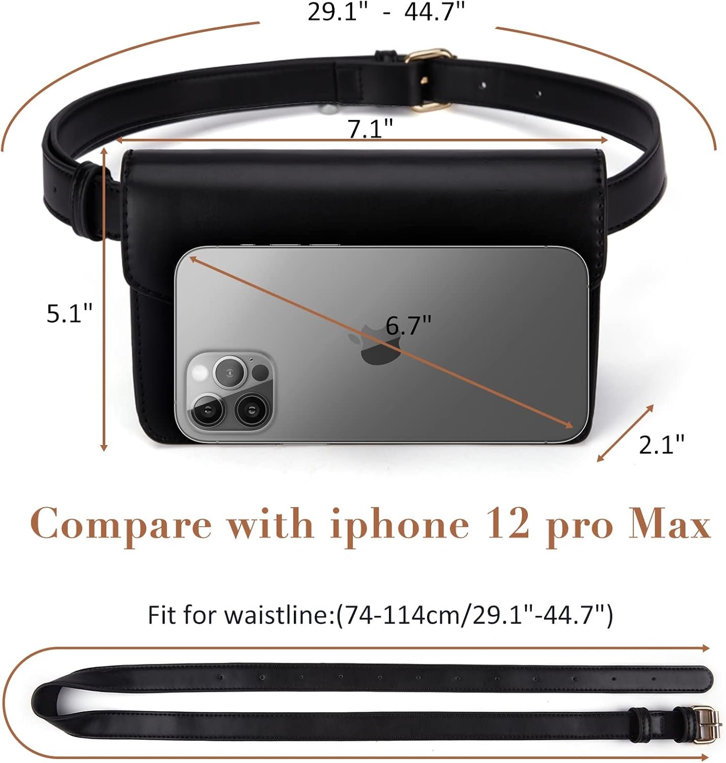 Ecosusi Fanny Pack For Women Pu Leather Belt Bag Waist Bag Fashion Waist Pack Pouch Small Purse For Party Travel Hiking 2