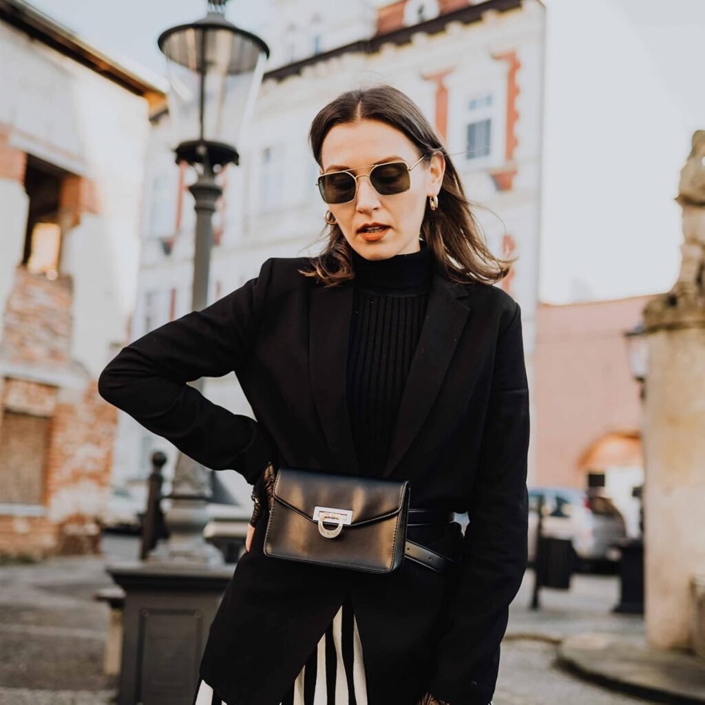 ECOSUSI Fanny Pack for Women PU Leather Belt Bag Waist Bag Fashion Waist Pack Pouch Small Purse for Party, Travel, Hiking