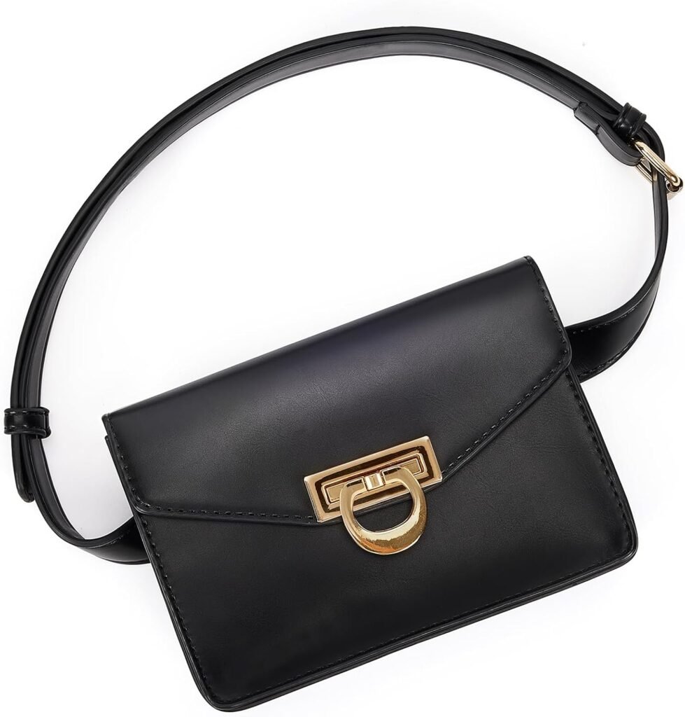 ECOSUSI Fanny Pack for Women PU Leather Belt Bag Waist Bag Fashion Waist Pack Pouch Small Purse for Party, Travel, Hiking