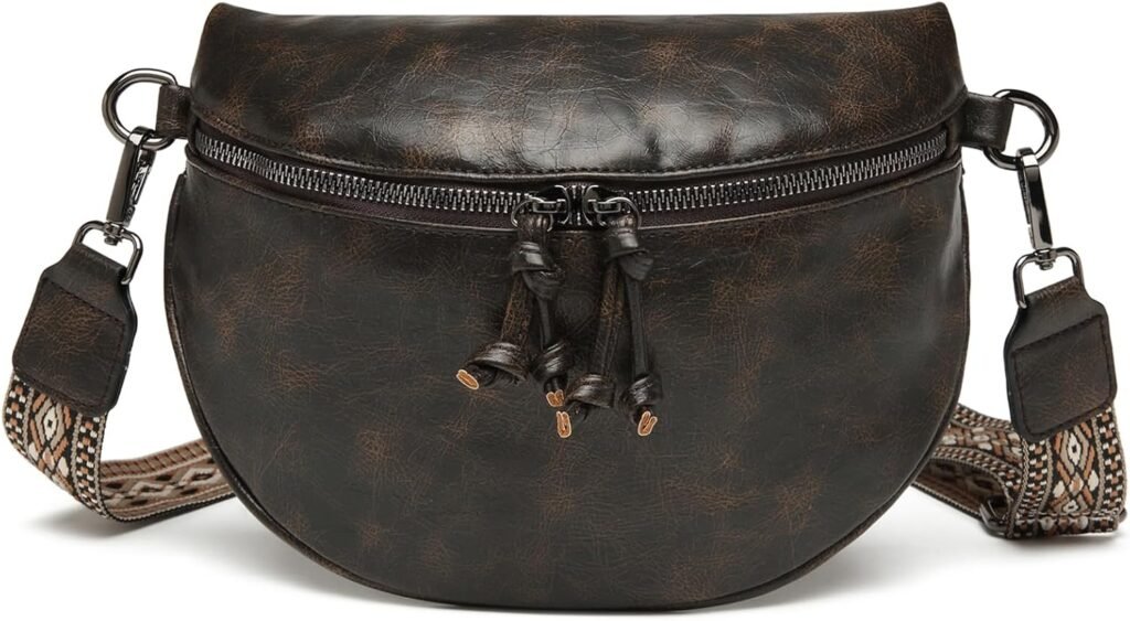 Eslcorri Small Crossbody Sling Bag for Women Trendy - Fanny Packs Leather Chest Belt Bum Bag Anti Theft Purse for Travel