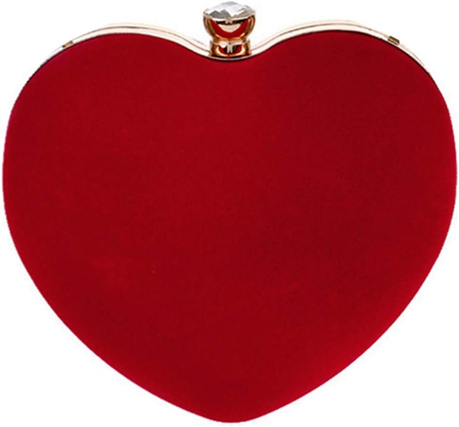 Goclothod Women Heart Shape Clutch Purse Velvet Shoulder Bag Evening Handbags