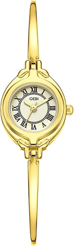 Gosasa Classic Vintage Bangle-Style Womens Watch with Small Dial and Thin Strap Elegant Dress Analog Ladies Wristwatch Fashion Waterproof Quartz Women Gold Watch