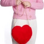Heart Shaped Faux Fur Purse Fluffy Crossbody Bag Chain Shoulder Bag Cute Clutch Halloween Valentine Women Girls 2 150x150