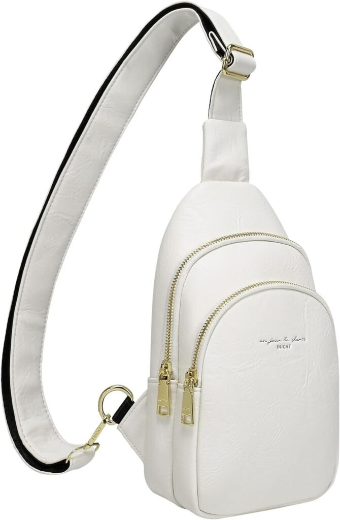 INICAT Crossbody Sling Bags Fanny Packs Leather Purses Chest Bag for Women