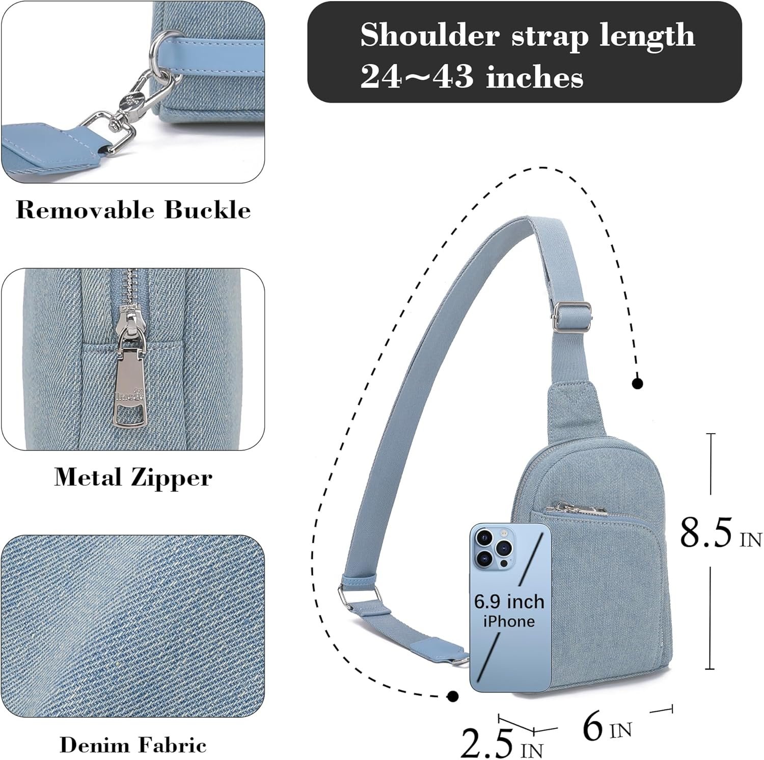 Inicat Rfid Blocking Sling Bag Leather Crossbody Bags For Women Fanny Pack Cross Body For Woman Chest Bag For Travel 19l 3