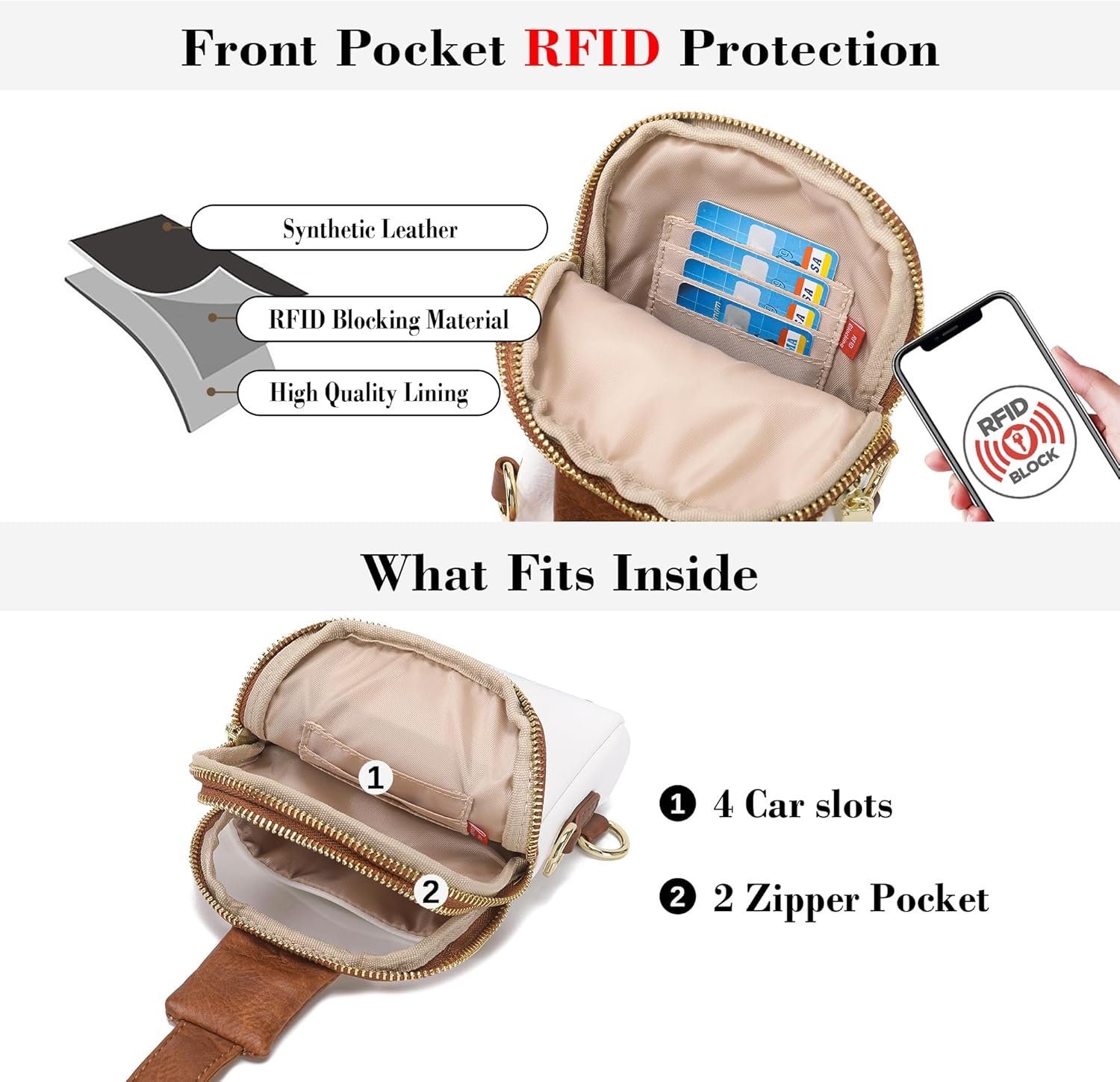 Inicat Sling Bag For Women Touchscreen Small Crossbody Cell Phone Purse Fanny Pack 2