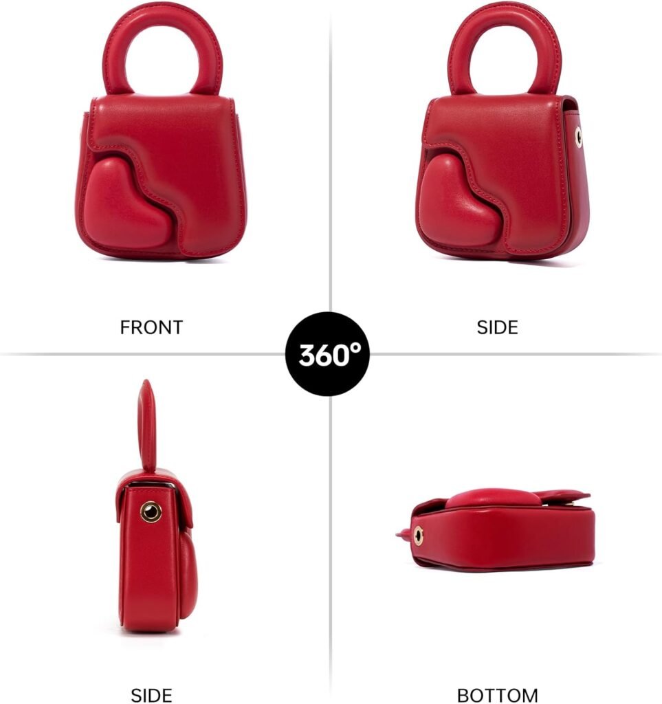 LAFESTIN Heart-Shaped Leather Satchels - Womens Unique Crossbody Purses(Heart Mirrors) LAFESTIN Heart-Shaped Leather Satchels - Womens Unique Crossbody Purses(Heart Mirrors)