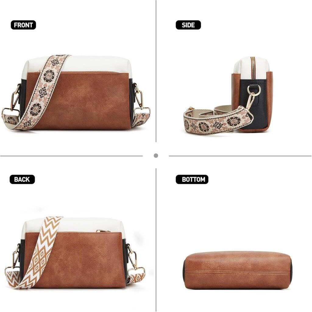 Makes Small Crossbody Bags for Women Gifts Shoulder Purses Vegan Leather Handbags with adjustable 2 Guitar Wide Straps