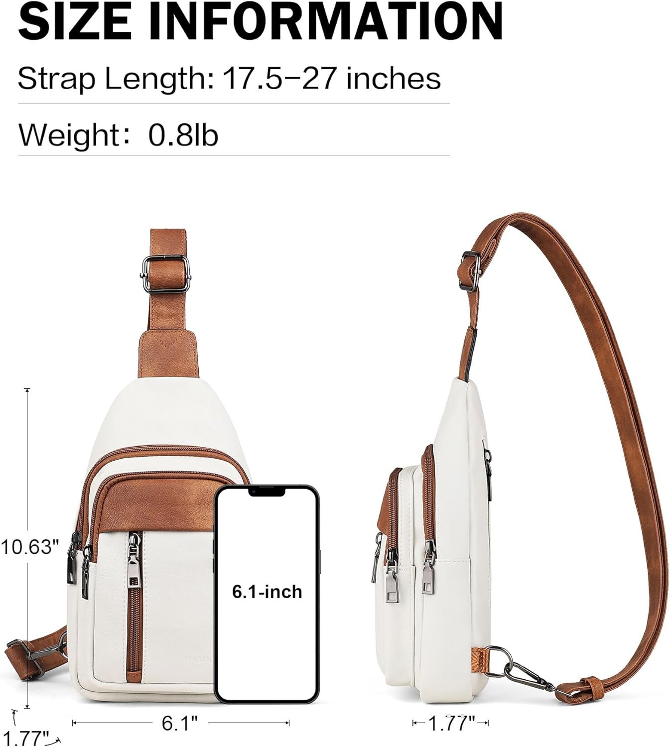 Masintor Sling Bag For Women Crossbody Bags Fanny Pack With Vegan Leather Adjustable Sling Backack For Travel Mocha Brow 1