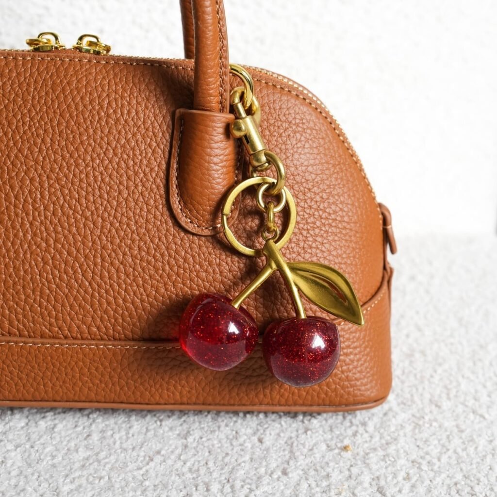 MINKARS Cherry Bag Charm, Cherry Keychain Accessory Purse Charm
