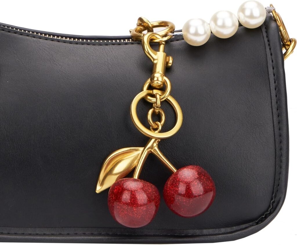 MINKARS Cherry Bag Charm, Cherry Keychain Accessory Purse Charm