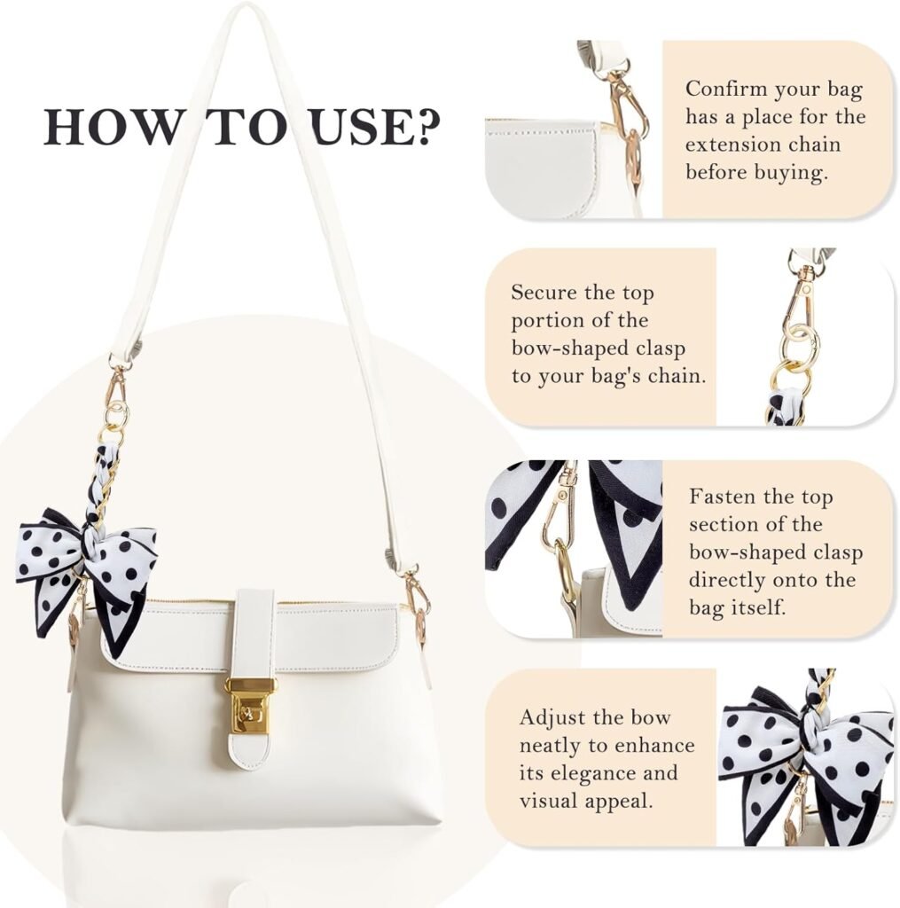 Neptniopllab Polyester Bowknot Shaped Shoulder Strap Extender Exquisite Bowknot Scarf Decoration Replacement Chain for Shoulder Cross-Body Purse Hangbag Making Supplies (Pink)