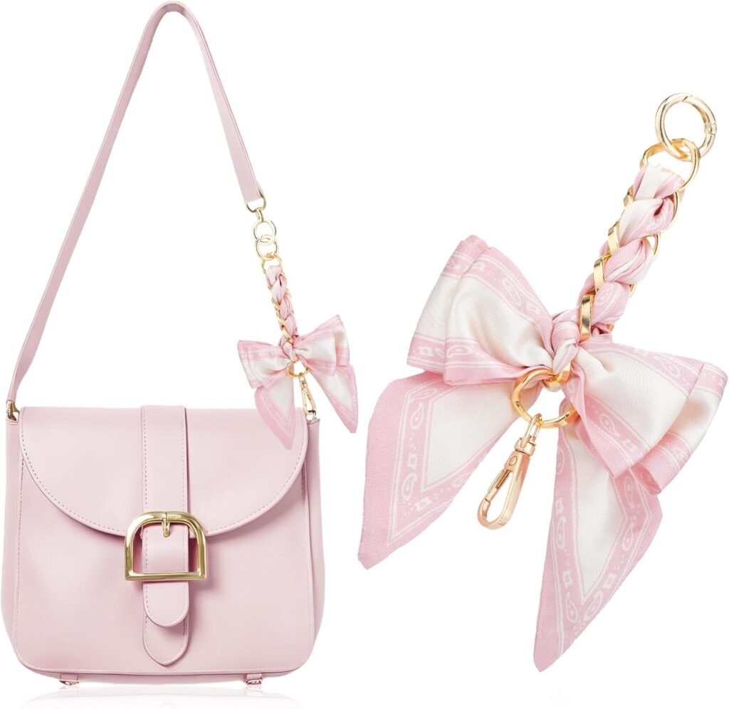 Neptniopllab Polyester Bowknot Shaped Shoulder Strap Extender Exquisite Bowknot Scarf Decoration Replacement Chain for Shoulder Cross-Body Purse Hangbag Making Supplies (Pink)