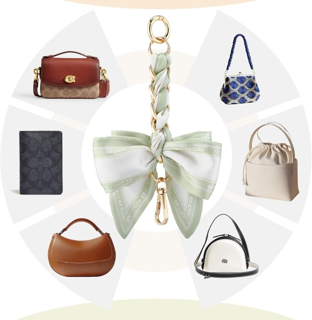 Neptniopllab Polyester Bowknot Shaped Shoulder Strap Extender Exquisite Bowknot Scarf Decoration Replacement Chain for Shoulder Cross-Body Purse Hangbag Making Supplies (Pink)