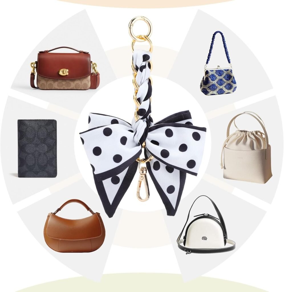 Neptniopllab Polyester Bowknot Shaped Shoulder Strap Extender Exquisite Bowknot Scarf Decoration Replacement Chain for Shoulder Cross-Body Purse Hangbag Making Supplies (Pink)