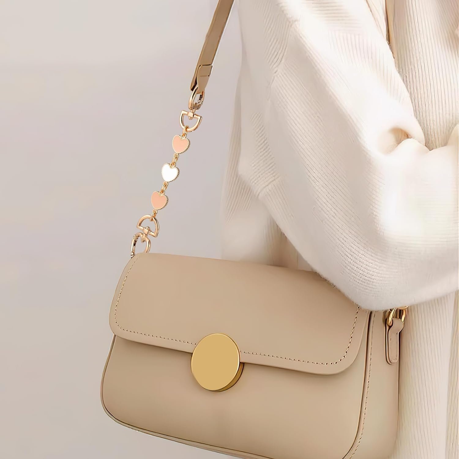Purse Strap Extender Alloy Metal Heart Shape Handbag Chain Handles With Metal Buckles Short Bag Extender Chain For Handb 1