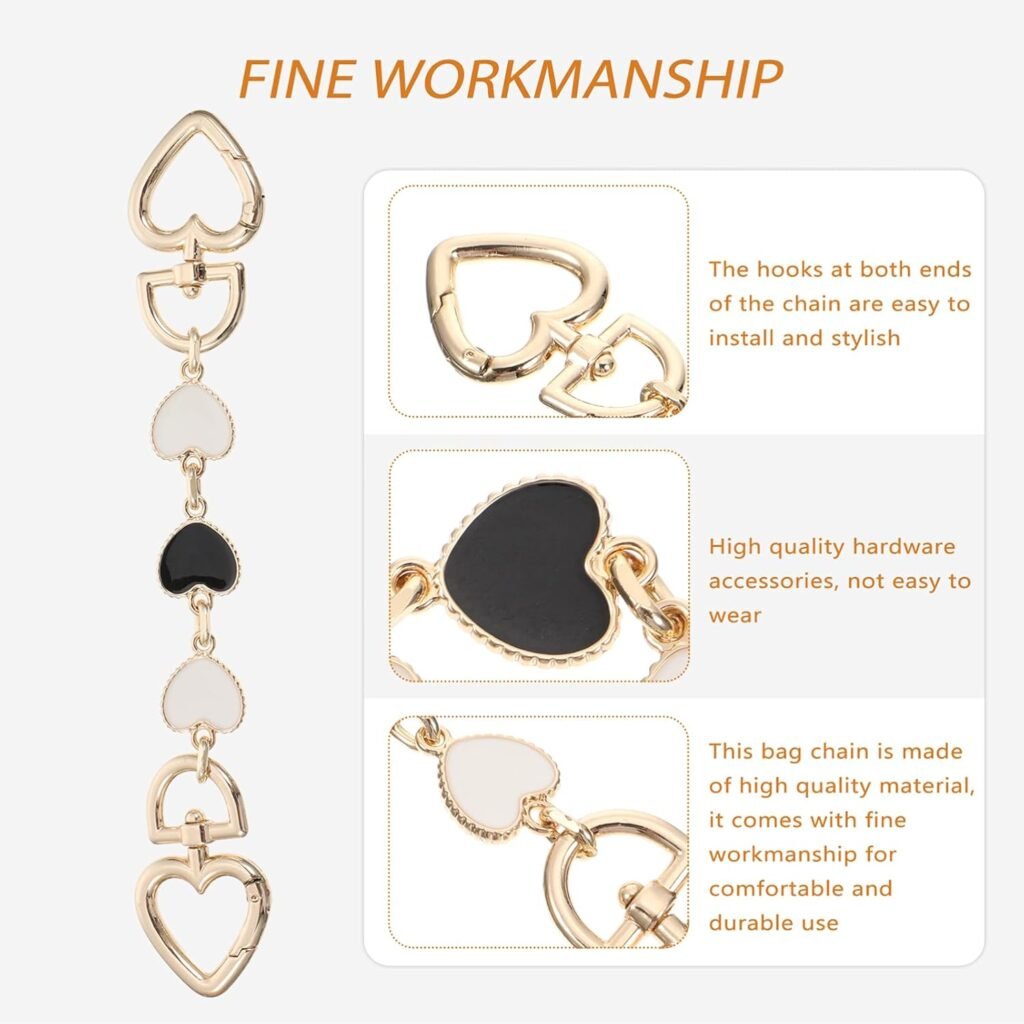 Purse Strap Extender Alloy Metal Heart Shape Handbag Chain Handles with Metal Buckles Short Bag Extender Chain for Handbag Purse Wallet Clutch Crafts Making Pink