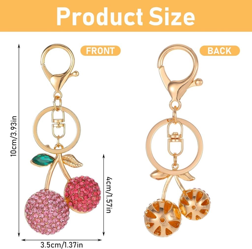 Rhinestone Cherry Keychain Cute Sparkling Fruit Cherry Bag Charms