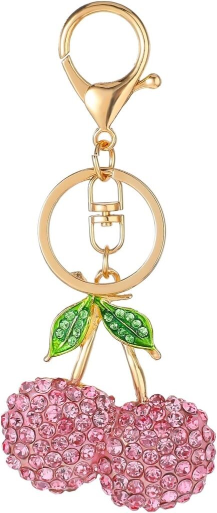 Rhinestone Cherry Keychain Cute Sparkling Fruit Cherry Bag Charms
